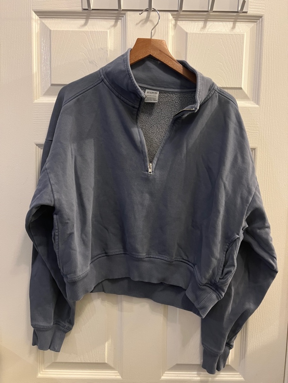 PINK Victoria's Secret Blue Quarter-Zip Fleece Sweatshirt